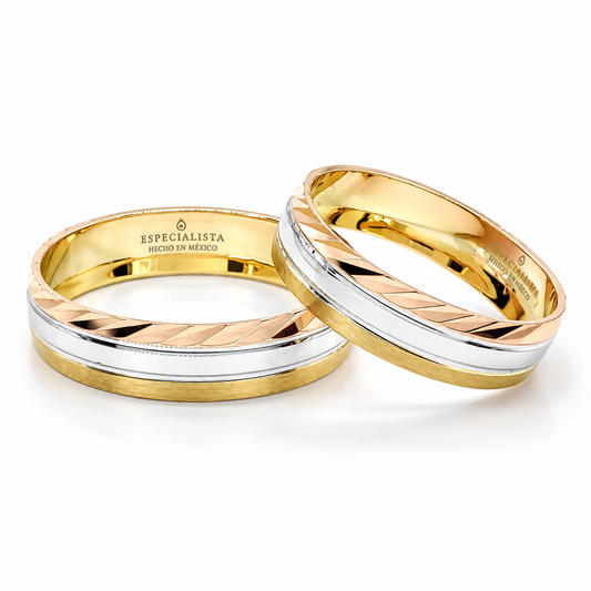 18D30LQ Argollas de Matrimonio en oro florentino de 10 Kilates.