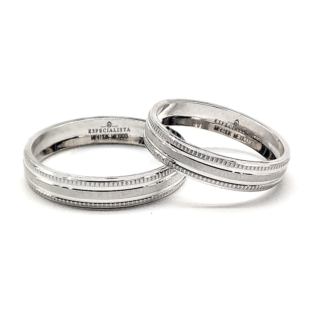 18D32B-4LQ Argollas de Matrimonio en oro blanco en 10 kilates