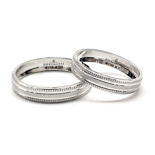18D32B-4LQ Argollas de Matrimonio en oro blanco en 10 kilates