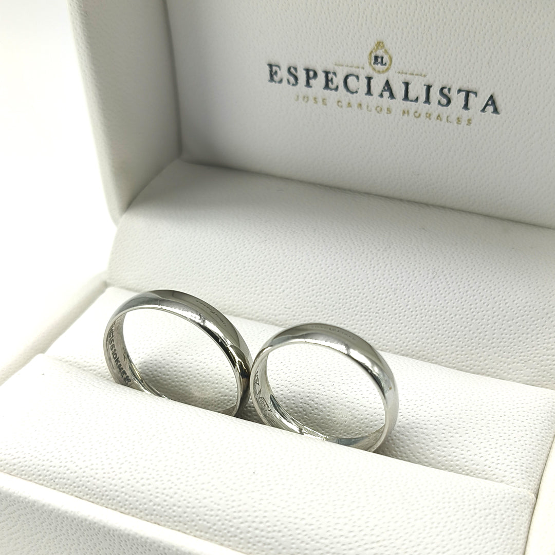 18D654B-4LQ Argollas de Matrimonio en oro blanco de 10 Kilates.