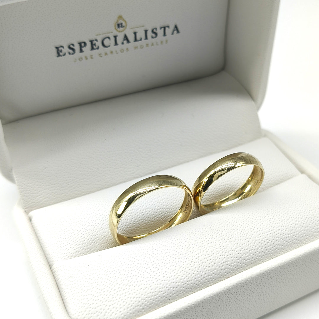 18D654-4LQ Argollas de Matrimonio en oro amarillo de 10 Kilates.