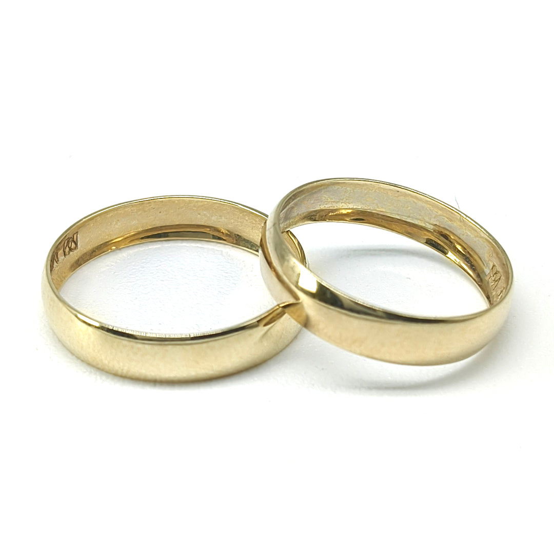 18D654-4LQ Argollas de Matrimonio en oro amarillo de 10 Kilates.