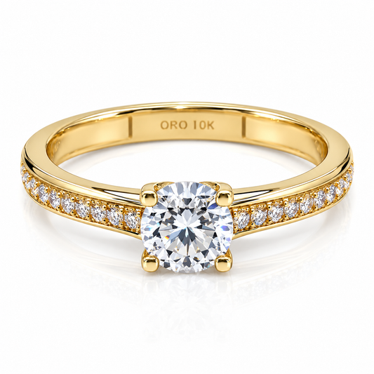 Anillo de compromiso en oro amarillo de 10 Kilates | 18ZA118LQ