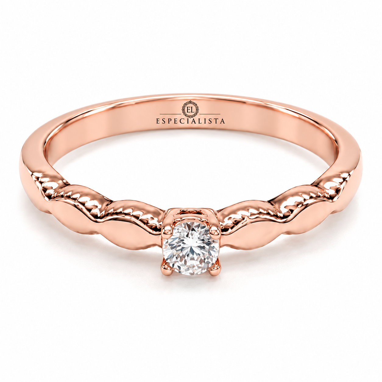 18ZR13LQ Anillo de Compromiso en Oro Rosa de 10 kilates