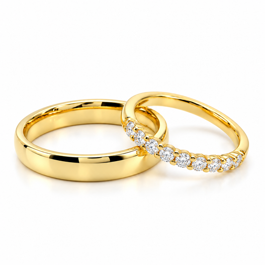 19A110-4LQ+22CHA4746LQ  Set de argollas matrimoniales en oro de 14 Kilates