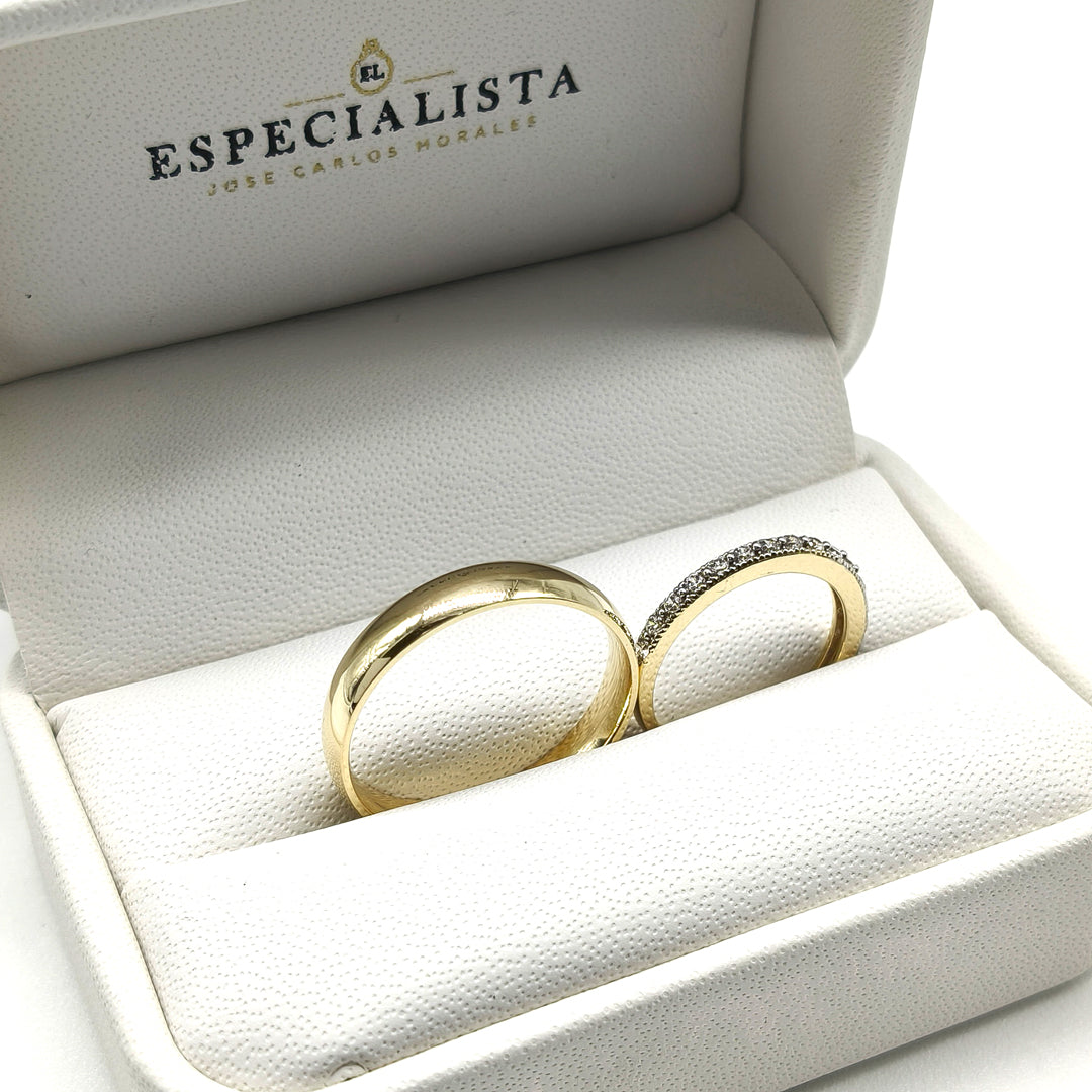 19A110-4LQ + 23CHA539LQ Set de argollas de matrimonio en oro amarillo de 10 o 14 Kilates.