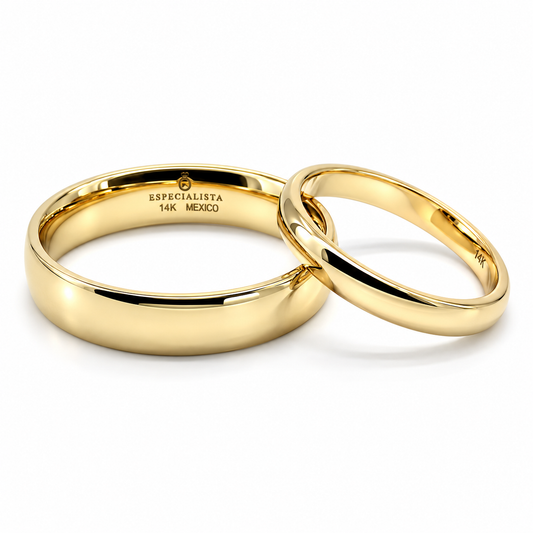 19A110-5LQ + 19A33-2LQ  Set de argollas matrimoniales en oro de 14 Kilates