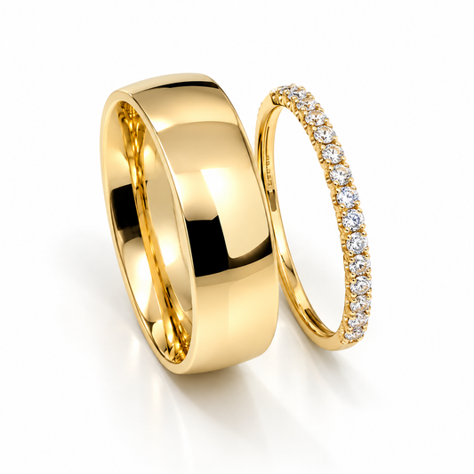 19A110-6LQ+23CHA2793LQ Set de argollas matrimoniales en oro de 14 Kilates