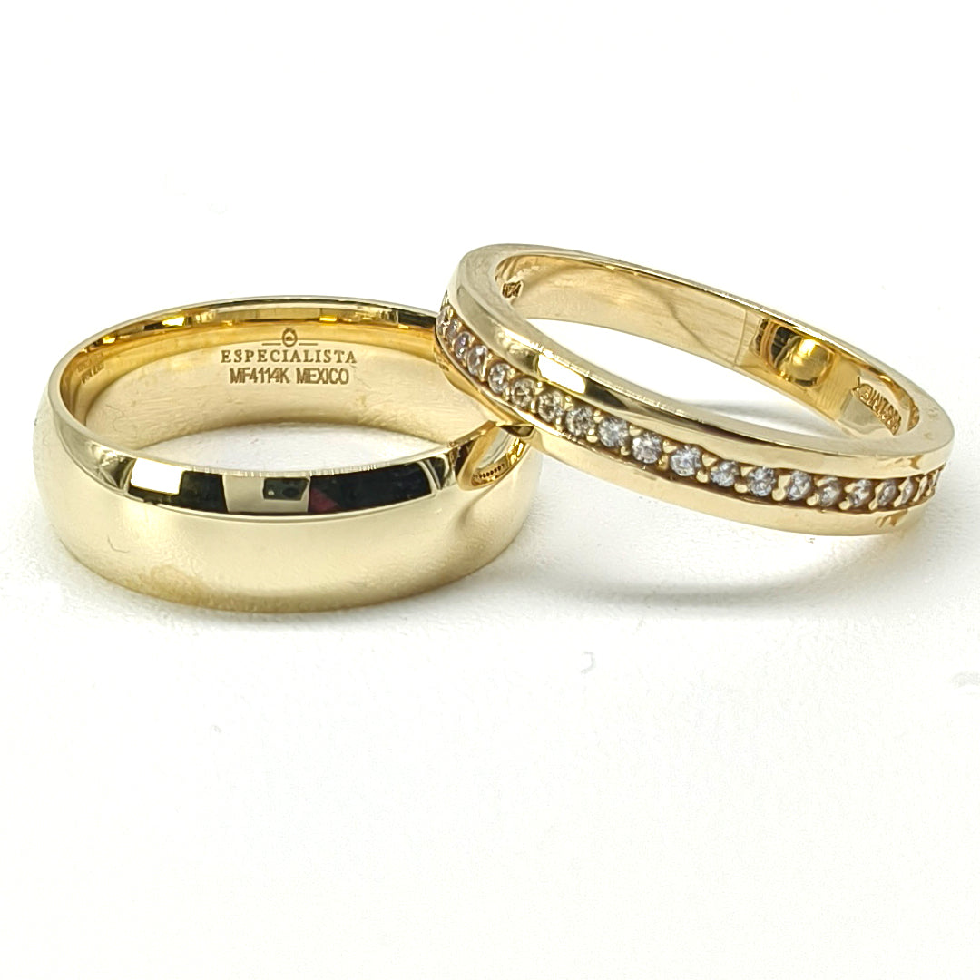 19A110-6LQ + 23CHA568LQ Set de argollas matrimoniales en oro de 14 Kilates