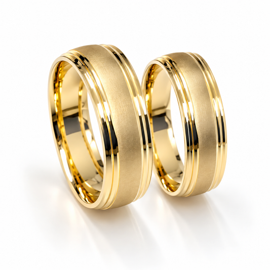 19A178L-5LQ Set de argollas matrimoniales en oro de 14 Kilates