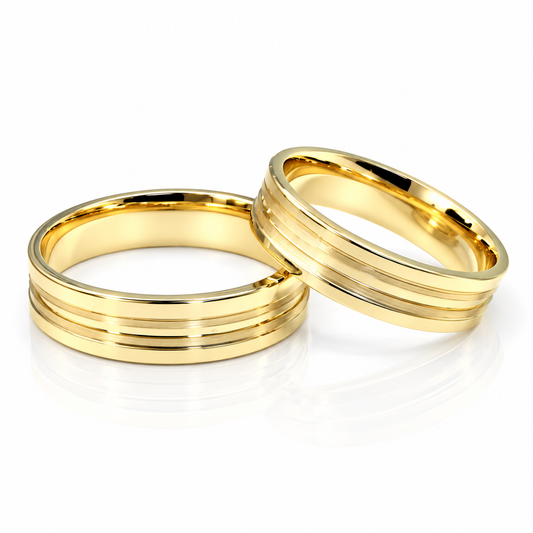 19A182-5LQ Set de argollas matrimoniales en oro de 14 Kilates