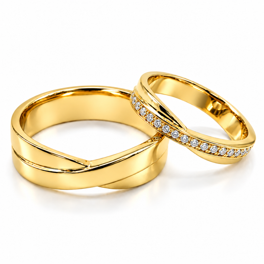 19A2598-64LQ Set de argollas matrimoniales en oro de 10 ó 14 Kilates