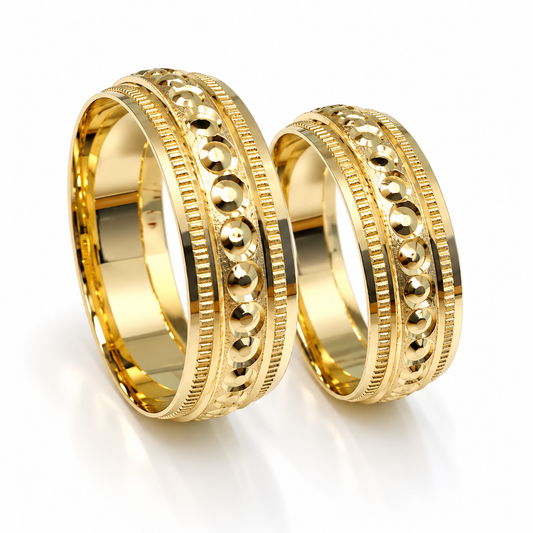 19A25LQ Set de argollas matrimoniales en oro de 14 Kilates