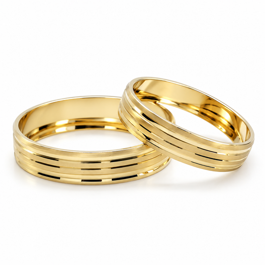19A34-4LQ Set de argollas matrimoniales en oro de 14 Kilates