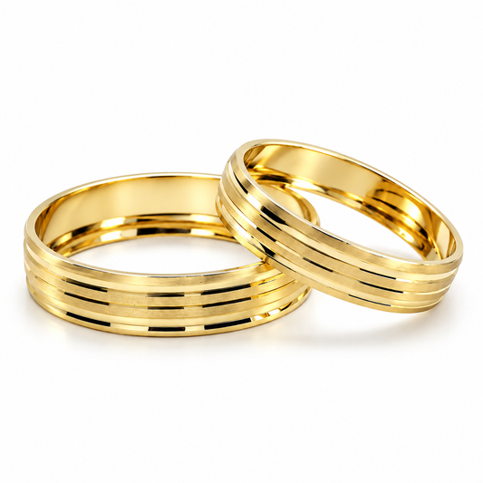 19A34-6LQ Set de argollas matrimoniales en oro de 14 Kilates