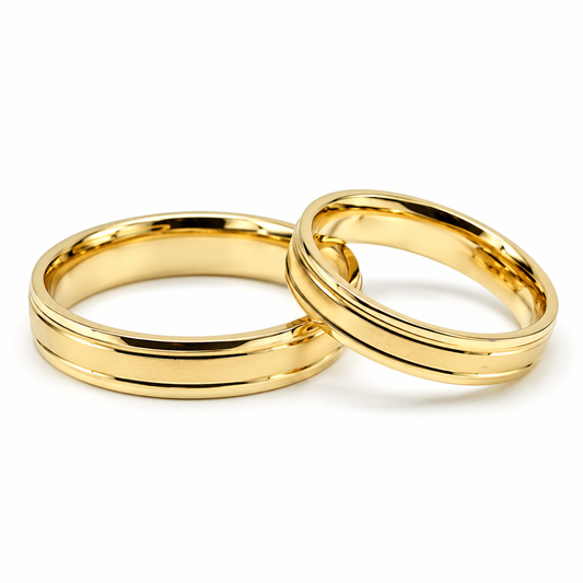 19A45-4LQ Set de argollas matrimoniales en oro de 14 Kilates