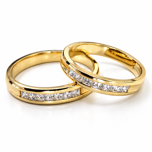 19A47LQ Set de argollas matrimoniales en oro de 14 Kilates