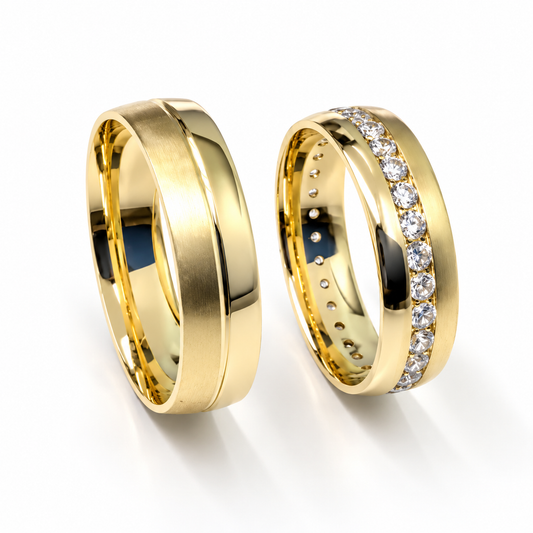 19A55-5LQ Set de argollas matrimoniales en oro de 14 Kilates