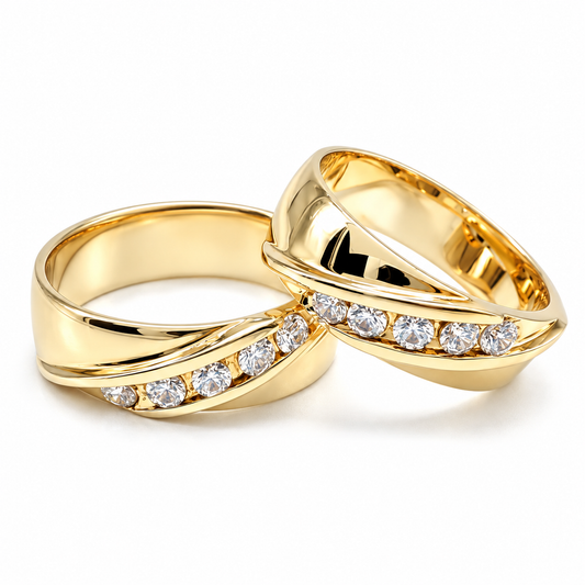 19A56-7LQ Set de argollas matrimoniales en oro de 14 Kilates