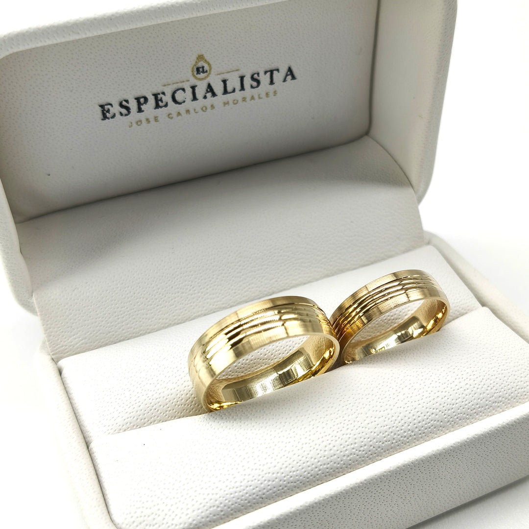 19A7-65LQ Argollas de matrimonio en oro de 14 kilates