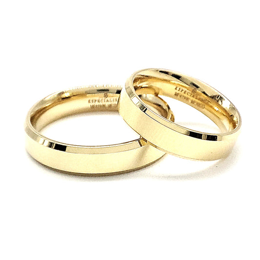 19A78LQ Par Argollas de Matrimonio Oro de 10 ó 14K con Biceles Grabado Incluido
