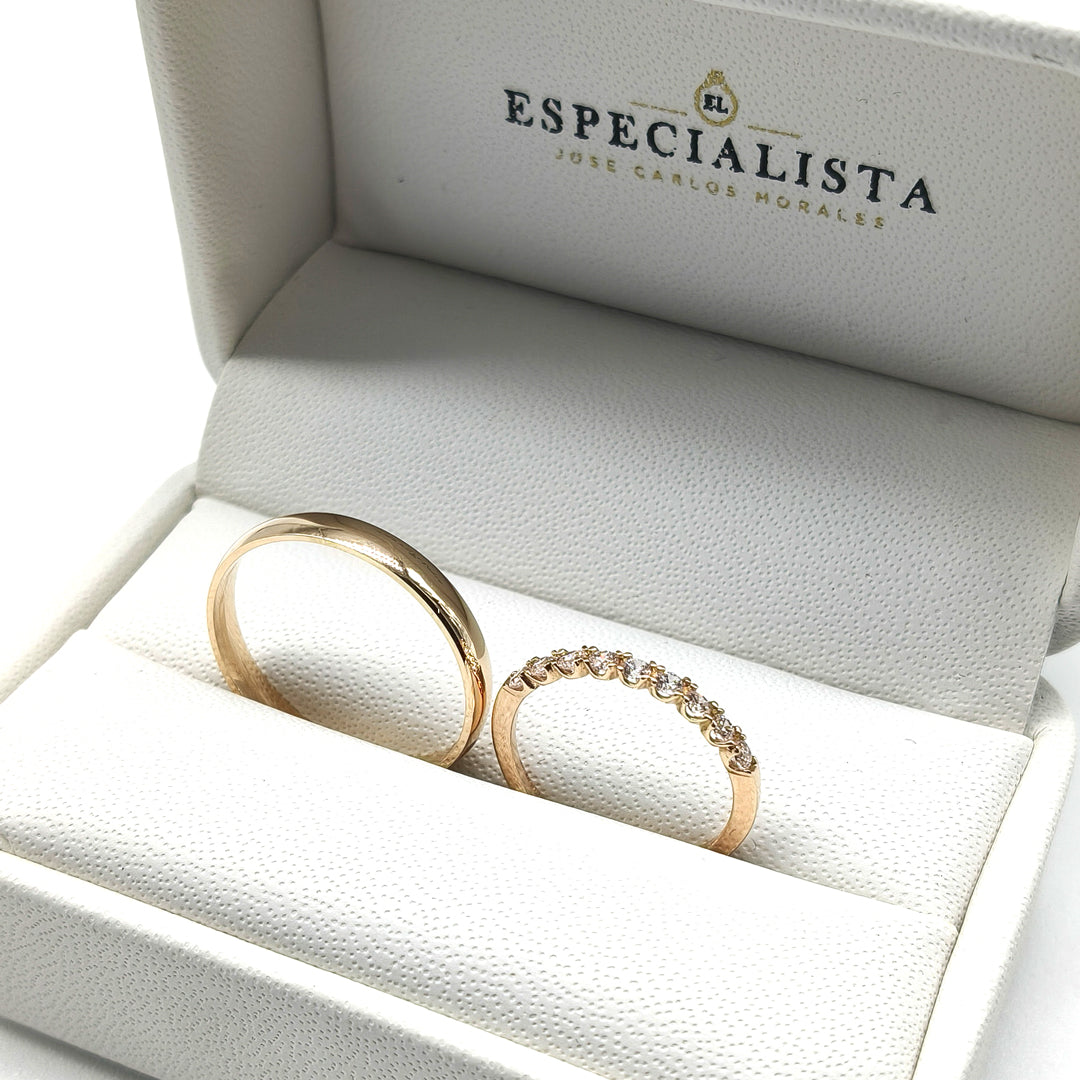 19R110-3LQ + 23CHR4746LQ-2 Set de matrimonio en oro de 10 ó 14 Kilates