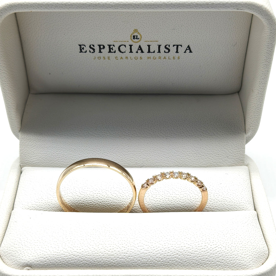 19R110-3LQ + 23CHR4746LQ-2 Set de matrimonio en oro de 10 ó 14 Kilates