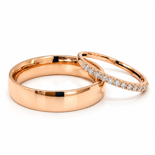 Set de Argolla de Matrimonio y Churumbela en oro rosa de 14 Kilates | 19R110-5LQ + 23CHR2793LQ