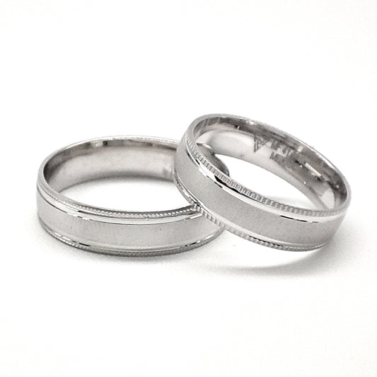 Argollas de matrimonio en oro blanco con bordes milgrano | 20B101915LQ