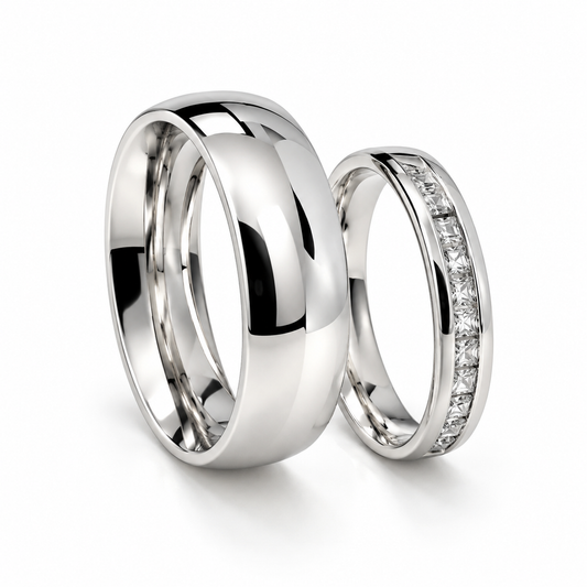 Set de argollas matrimoniales en oro de 14 Kilates | 20B110-6LQ + 20B47LQ