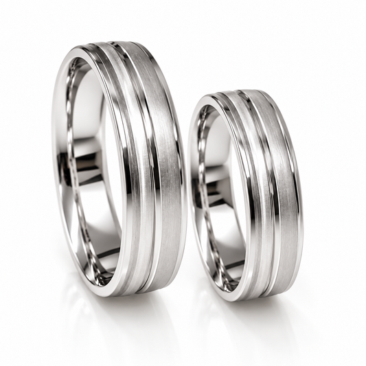 Par de Argollas de Matrimonio en oro blanco de 14 kilates | 20B153-5LQ