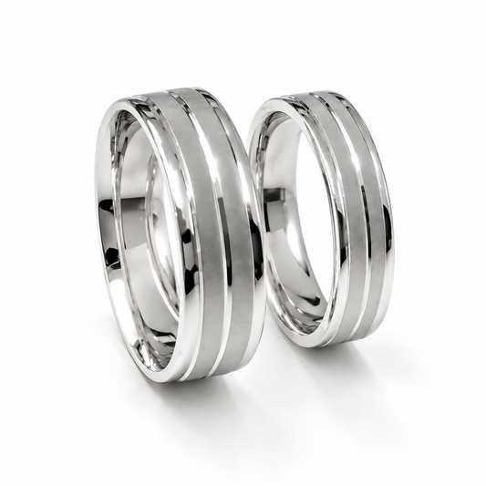 Par de Argollas de matrimonio en oro blanco de 14 Kilates | 20B155-65LQ