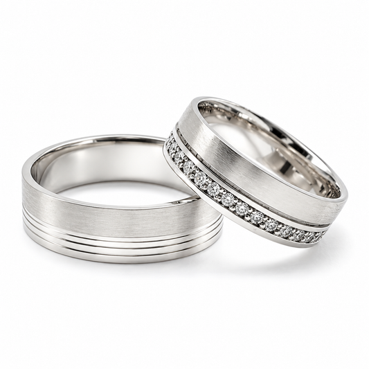 Par de argollas de matrimonio en oro blanco de 14 kilates | 20B1904LQ
