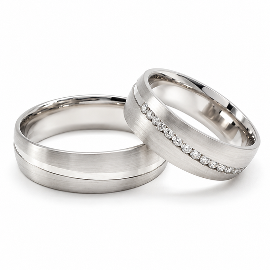 Par de argollas de matrimonio en oro blanco en 14 kilates | 20B192-6LQ