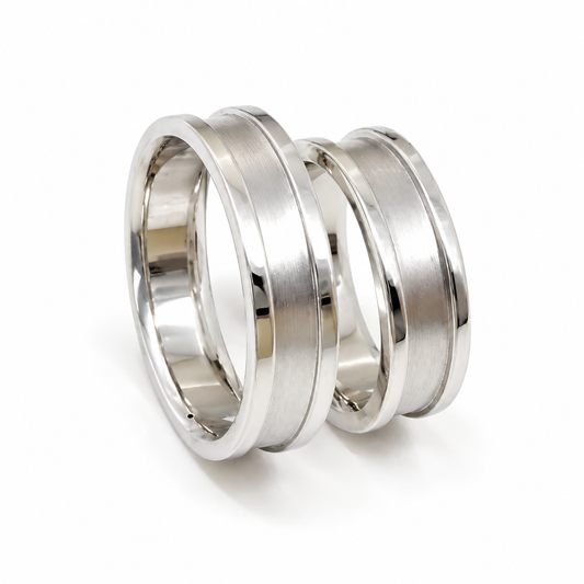 Par de Argollas de Matrimonio en oro Blanco de 14 kilates | 20B26-6LQ