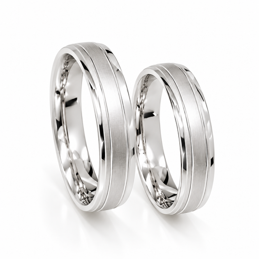 Set de Argollas de Matrimonio en oro blanco de 14 Kilates | 20B45-4LQ