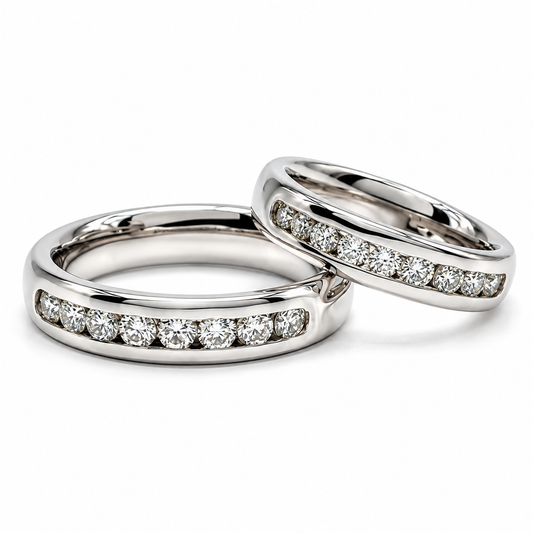 Argollas de matrimonio en oro blanco con diamantes en canal | 20B5280LQ