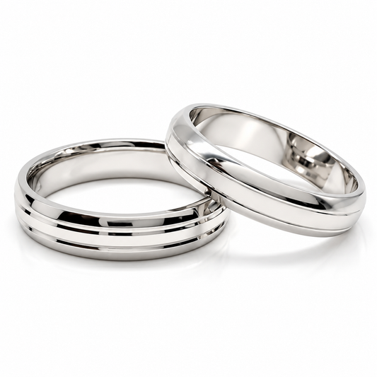 Argollas de matrimonio en oro blanco con doble línea de 4 mm | 20B6-4LQ