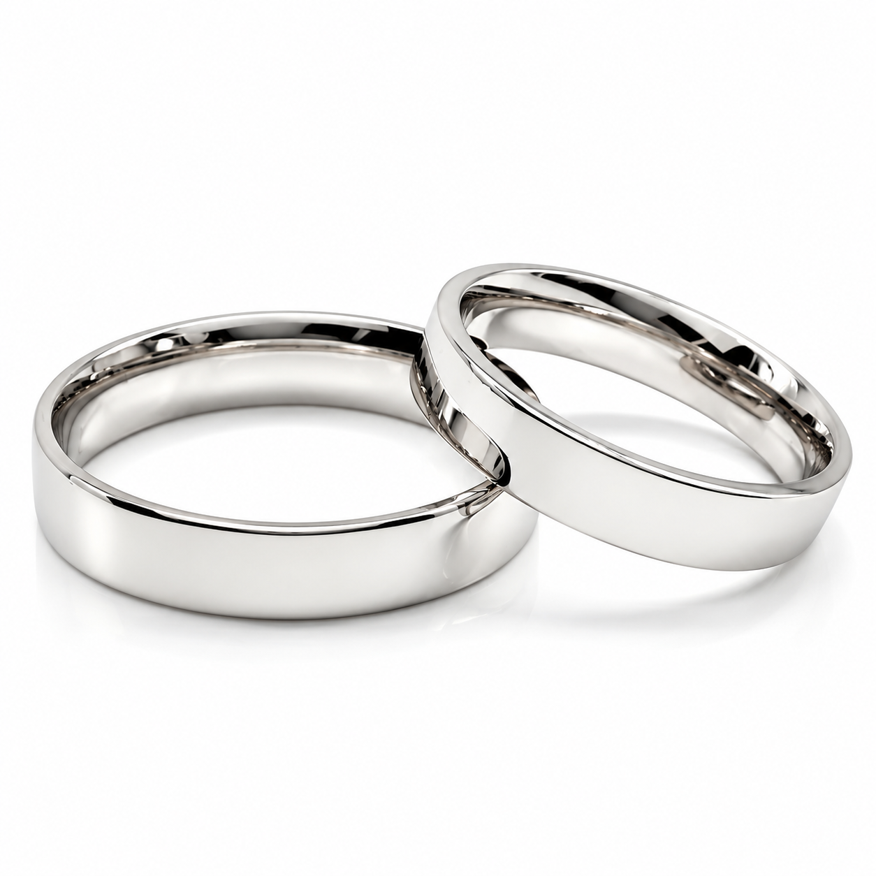 Argollas de matrimonio planas en oro blanco de 4 mm | 20B76-4LQ