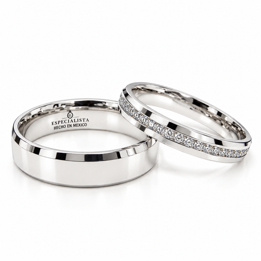 Set de Argollas de matrimonio en oro de 14 Kilates | 20B78-5LQ + 20B111LQ