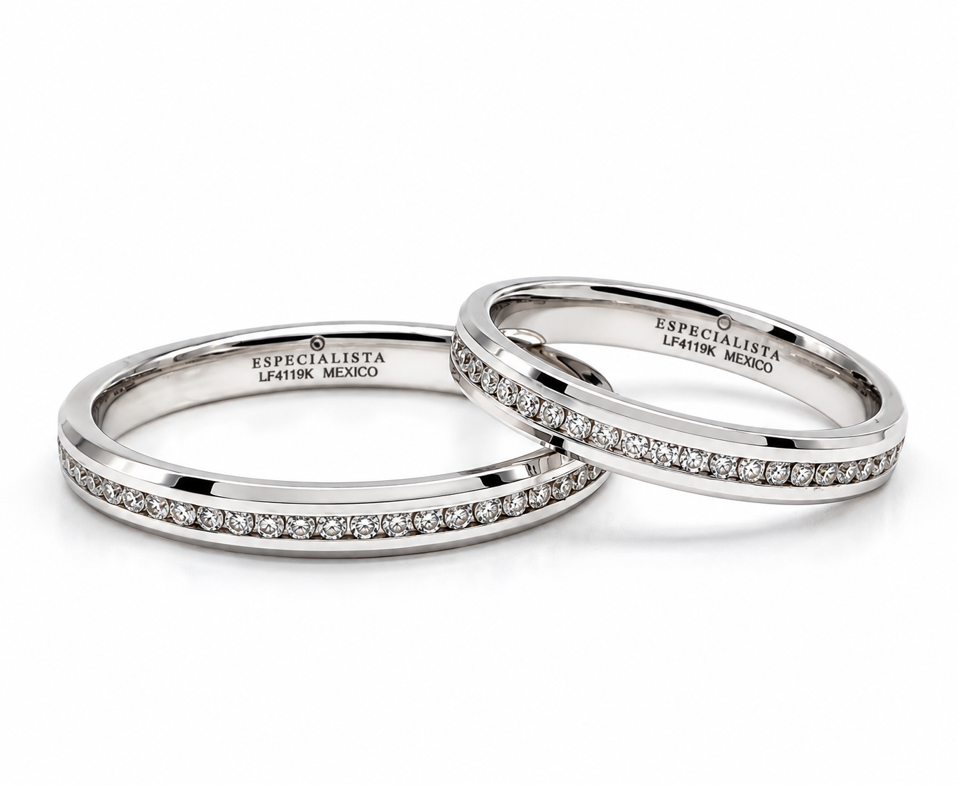 Argollas de matrimonio de 3 mm en oro blanco con diamantes | 20B783LQ