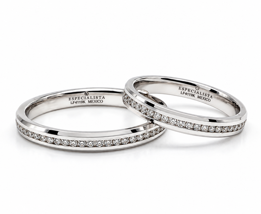Argollas de matrimonio de 3 mm en oro blanco con diamantes | 20B783LQ