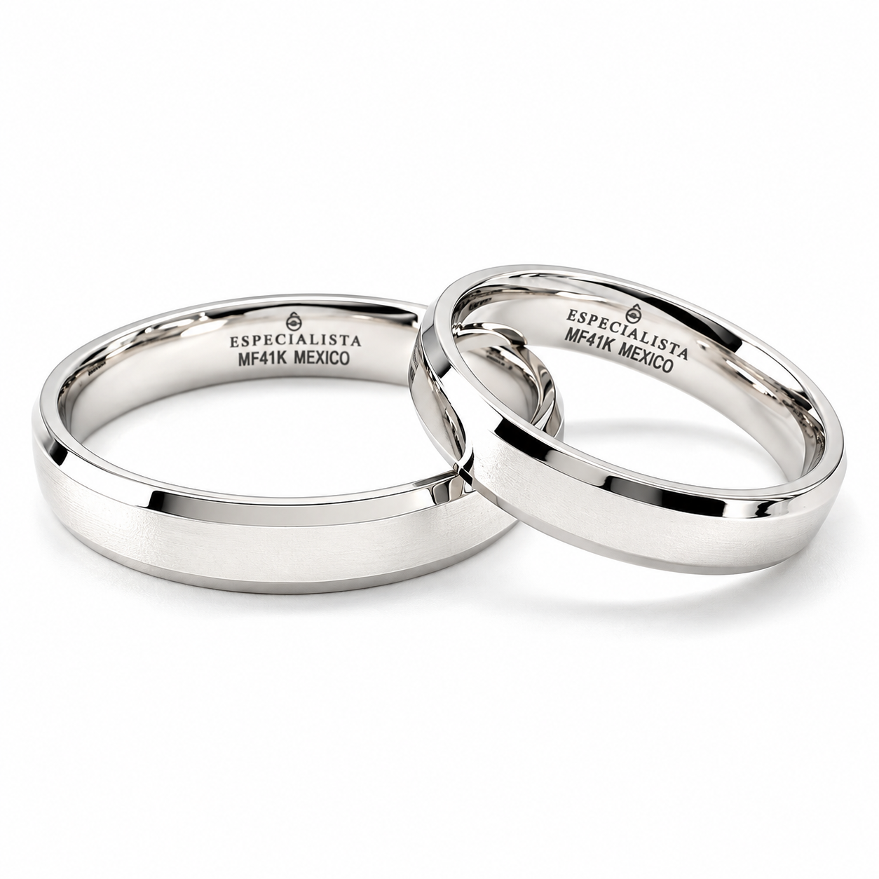 20B78LQ Par de Argollas de Matrimonio en oro blanco de 10 o 14 Kilates