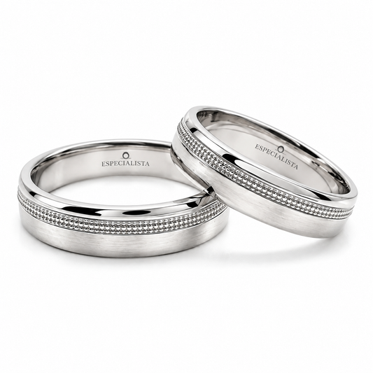 Argollas de matrimonio en oro blanco con canal grabado | 20B84LQ