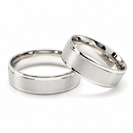 Argollas de matrimonio en oro blanco con acabado arenado | 20CA2LQ