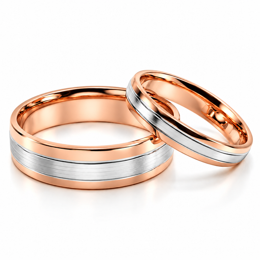 Argollas de matrimonio en oro blanco y rosa de 6 y 3 mm | 21B6R-63LQ