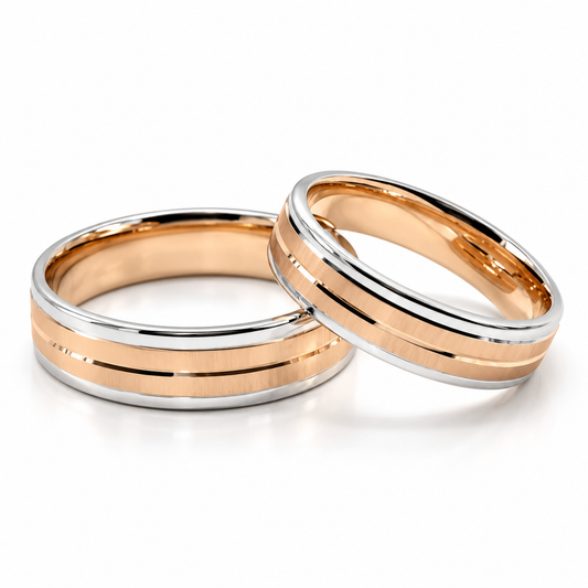 BRB Argollas de Matrimonio en oro combinado de 14 kilates | 21C155-54LQ