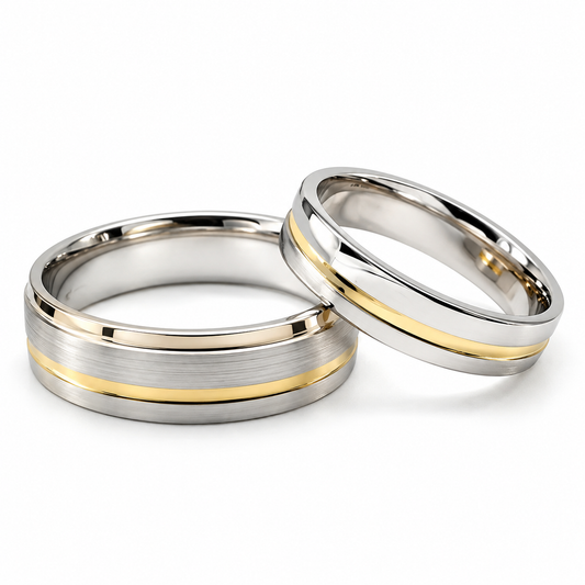 Par de Argollas de Matrimonio en oro combinado de 14 Kilates | 21C23B-65LQ