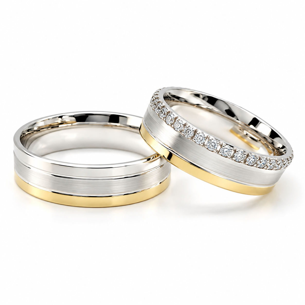 21C25LQ Par de Argollas de Matrimonio en oro combinado de 14 kilates