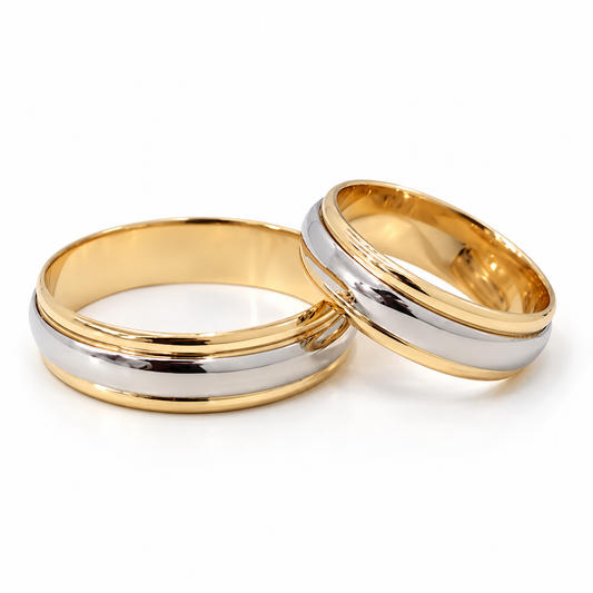 Argollas de Matrimonio en oro combinado de 14 Kilates | 21C47LQ